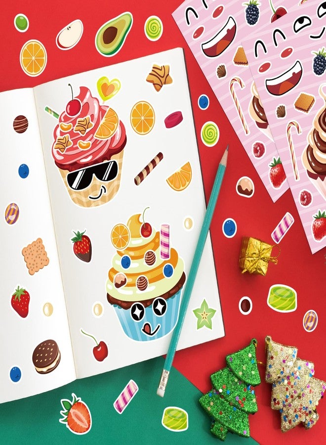 Abilat 32 Sheets Make a Face Cupcake Stickers for Kids Toddlers Make Your Own Dessert Stickers Mix and Match Cupcake Craft Supplies Birthday Party Gifts Classroom Rewards - Image 4